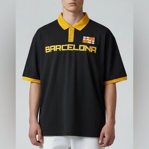 Fifth Sun Barcelona men’s short sleeve polo shirt Black/yellow size large